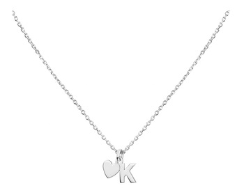 Stříbrný náhrdelník - písmeno K, srdce
