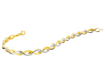 Bransoletka z żółtego złota z diamentami - 18 cm - 0,05 ct - próba 585