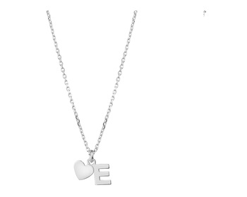 Stříbrný náhrdelník - písmeno E, srdce