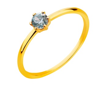 Zlatý prsten se syntetickým akvamarínem