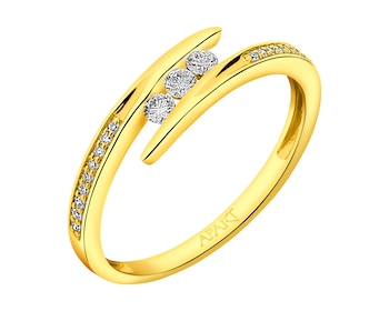 Prsten ze žlutého zlata s diamanty 0,15 ct - ryzost 585
