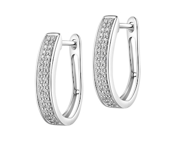 585 Rhodium-Plated White Gold Earrings with Diamonds 0,16 ct - fineness 14 K