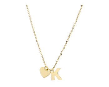 Pozlacený stříbrný náhrdelník - písmeno K, srdce