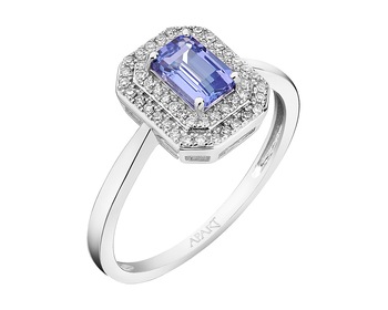585 Rhodium-Plated White Gold Ring with Diamonds - fineness 14 K