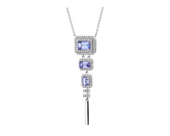 585 Rhodium-Plated White Gold Necklace with Diamonds - fineness 14 K