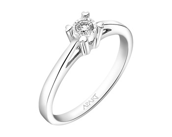 585 Rhodium-Plated White Gold Ring with Brilliant Cut Diamond 0,05 ct - fineness 14 K