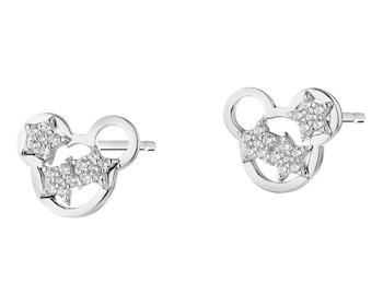 Rhodium Plated Silver Earrings with Cubic Zirconia - Disney