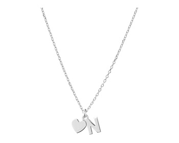 Stříbrný náhrdelník - písmeno N, srdce