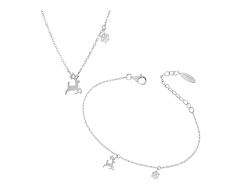 Stříbrný náhrdelník a náramek - sada - sob, sněhová vločka