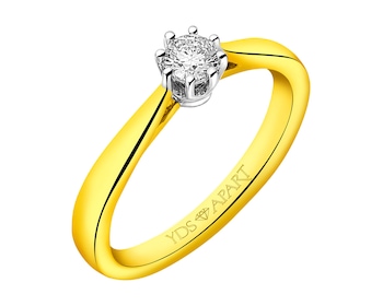 Yellow gold brilliant cut diamond ring 0,18 ct - fineness 18 K