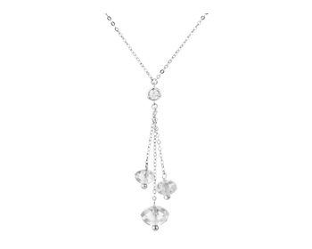 375 Rhodium-Plated White Gold Necklace with Cubic Zirconia