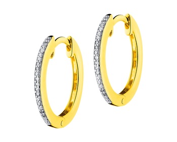 14 K Rhodium-Plated Yellow Gold Earrings with Diamonds 0,06 ct - fineness 14 K
