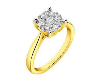 Yellow gold brilliant cut diamond ring 0,47 ct - fineness 14 K