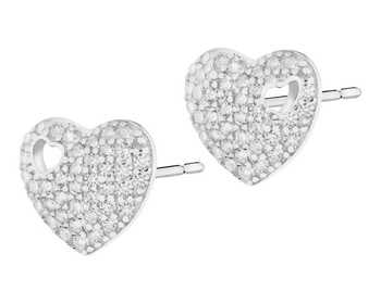 Kolczyki srebrne z cyrkoniami - serca