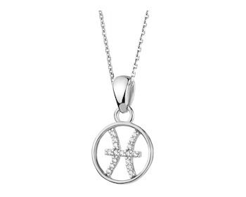 Silver pendant with cubic zirconia - Pisces
