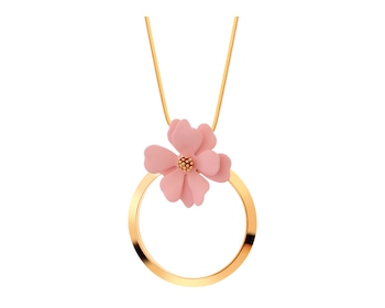 Pozlacený náhrdelník z mosazi – kruh, květ 