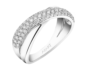 White gold brilliant cut diamond ring 0,72 ct - fineness 14 K