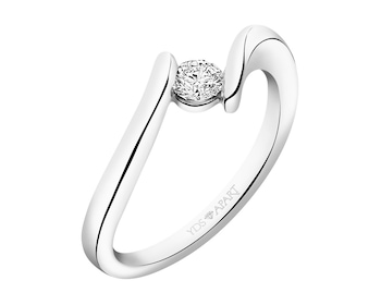 White gold brilliant cut diamond ring 0,18 ct - fineness 18 K