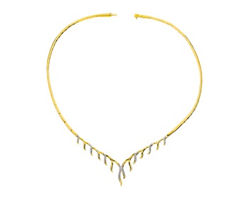 14 K Rhodium-Plated Yellow Gold Necklace with Diamonds 0,27 ct - fineness 14 K