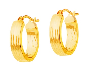 Yellow gold earrings - circles, 14 mm