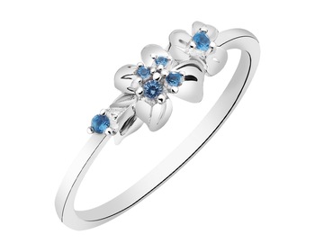 Stříbrný prsten se zirkony - květy
