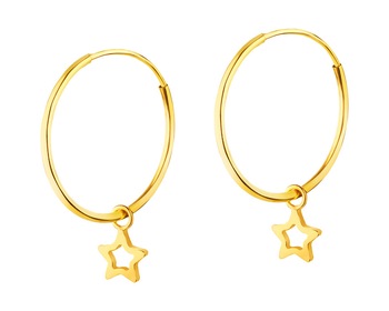 Zlaté náušnice kroužky s hvězdami 20 mm