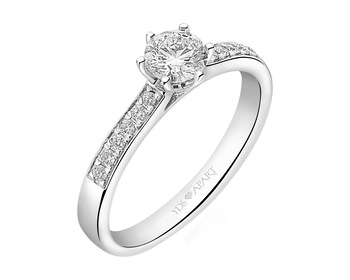 750 Rhodium-Plated White Gold Ring with Diamonds 0,61 ct - fineness 18 K
