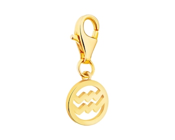 Gold plated silver pendant Charms - Aquarius 