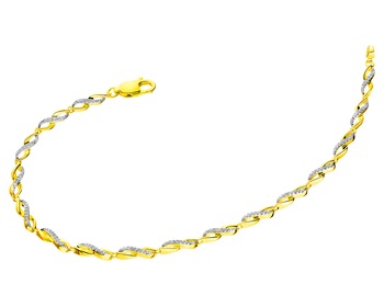 Bransoletka z żółtego złota z diamentami - 18 cm - 0,17 ct - próba 375