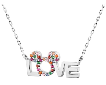 Stříbrný náhrdelník se zirkony - Minnie Mouse, love, Disney