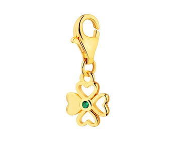 Gold plated silver pendant Charms with cubic zirconia - clover