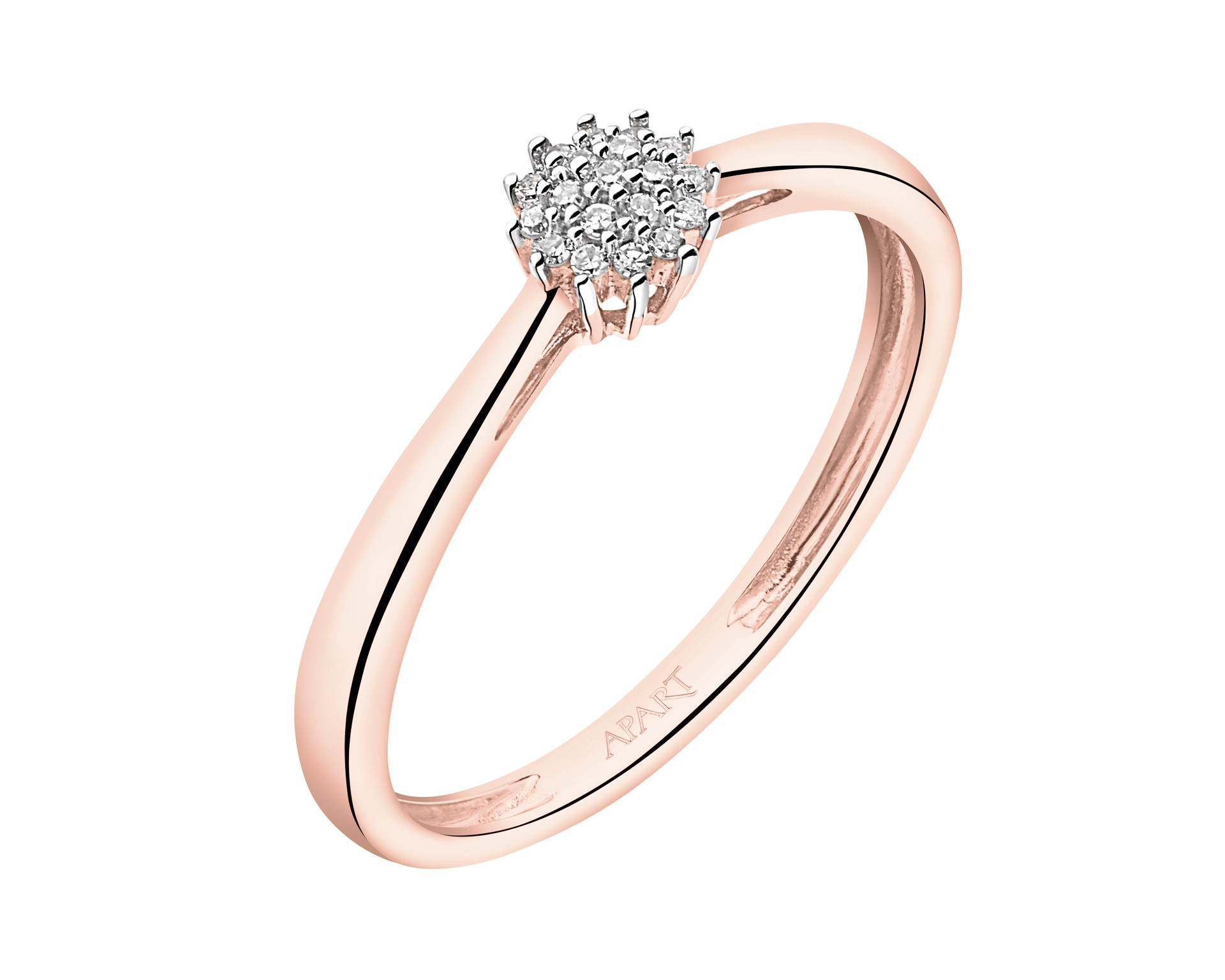 Pinklove様 Pierścionek z różowego złota z diamentami - 0,05 ct - próba