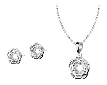 Silver earrings, pendant and chain - set