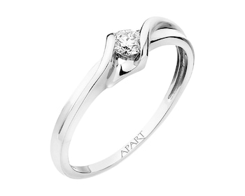 750 Rhodium-Plated White Gold Ring with Diamond 0,13 ct - fineness 18 K
