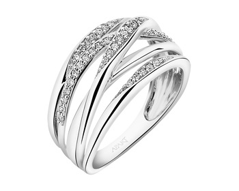 750 Rhodium-Plated White Gold Ring with Diamonds 0,15 ct - fineness 18 K