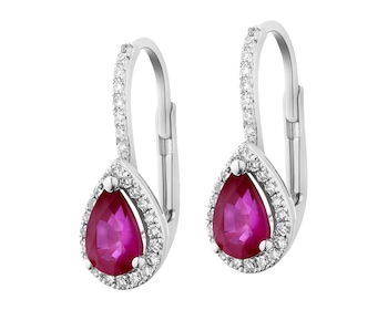 750 Rhodium-Plated White Gold Earrings with Diamonds - fineness 18 K