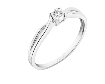 750 Rhodium-Plated White Gold Ring with Diamond 0,05 ct - fineness 18 K