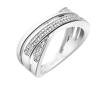 750 Rhodium-Plated White Gold Ring with Diamonds 0,14 ct - fineness 18 K