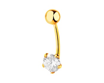 14 K Yellow Gold Navel Piercing with Cubic Zirconia