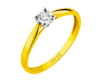 Prsten ze žlutého a bílého zlata s briliantem 0,05 ct - ryzost 750