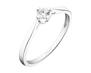 750 Rhodium-Plated White Gold Ring with Diamond 0,12 ct - fineness 18 K