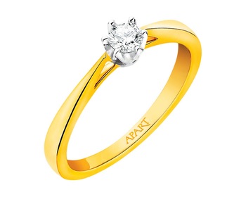 Yellow gold ring with brilliant 0,11 ct - fineness 9 K