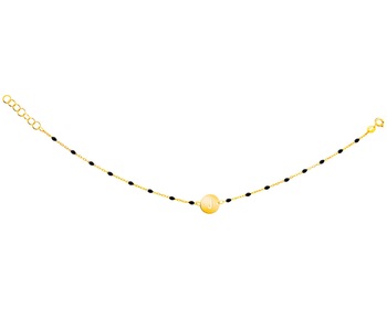 Złota bransoletka z emalią, ankier - koło, litera J