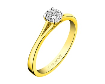 Prsten ze žlutého a bílého zlata s briliantem 0,14 ct - ryzost 585