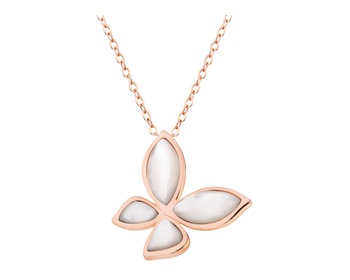 Pozlacený náhrdelník z mosazi s perletí - motýl