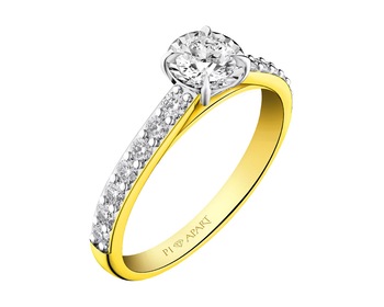 Yellow and white gold ring with brilliant 0,52 ct - fineness 585