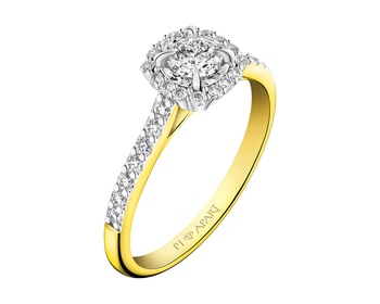 Yellow and white gold ring with brilliants 0,44 ct - fineness 585