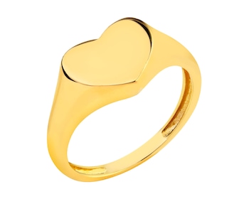 Yellow Gold Signet-Ring - Heart