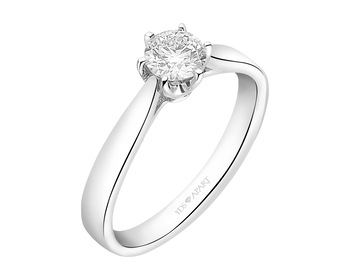 750 Rhodium-Plated White Gold Ring with Diamond 0,50 ct - fineness 18 K