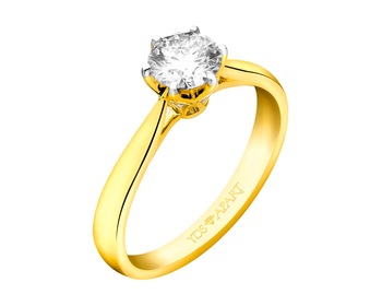18ct Yellow Gold Ring with Diamonds 0,72 ct - fineness 18 K